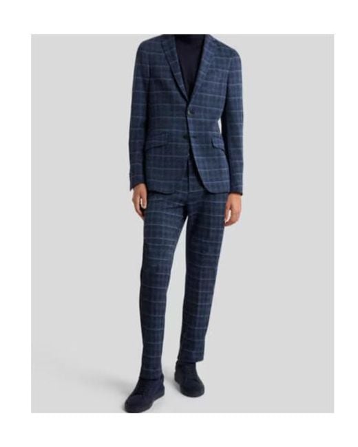 Etro Blue Single-Breasted Jacket With Check Motif for men