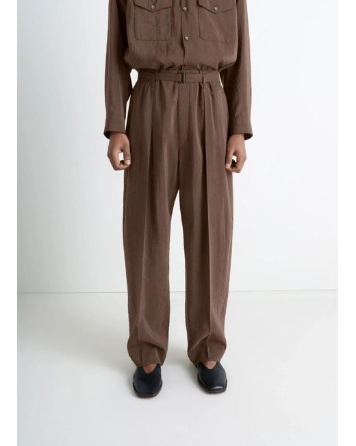 Lemaire Brown Belted Tapered Pants for men