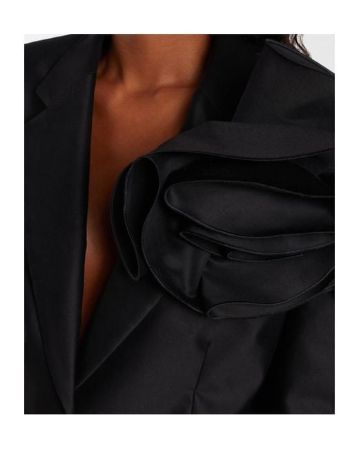 Magda Butrym Black Floral-Applique Cotton Blazer