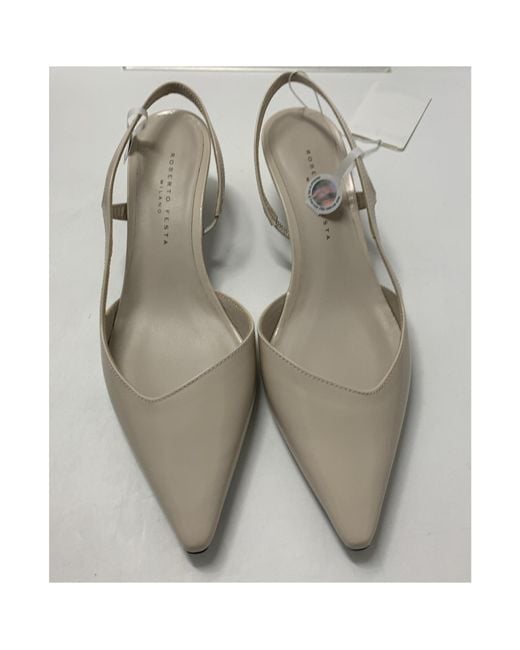 Roberto Festa White Slingback Pointed Toe Pumps
