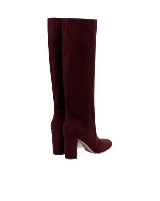 Gianvito Rossi Red Suede Knee-High Boots