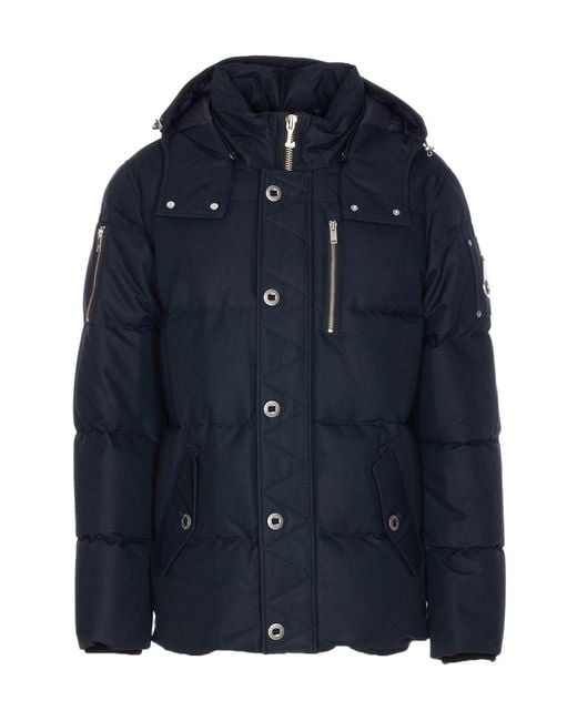 Moose Knuckles Blue Zip Detailed Hooded Coat for men