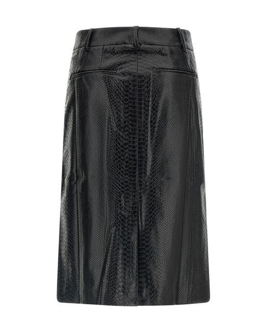 ANDAMANE Black New Xania Embossed Midi Skirt