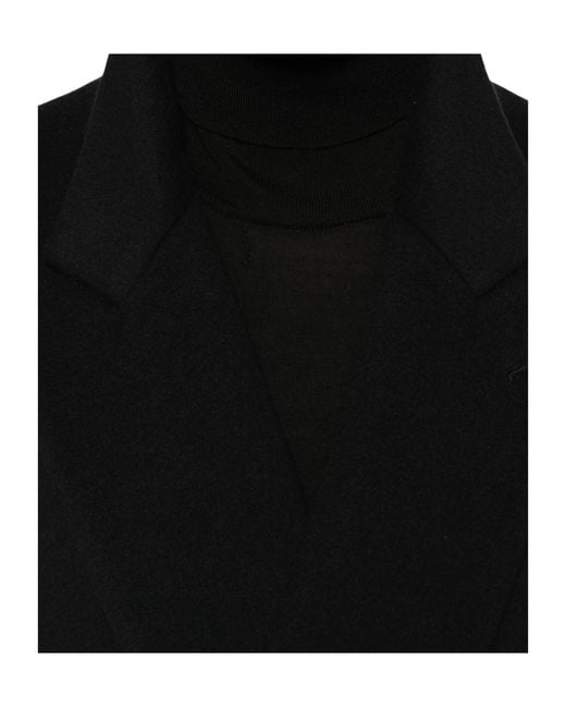 Lardini Black Double-Breasted Peak-Lapel Coat for men