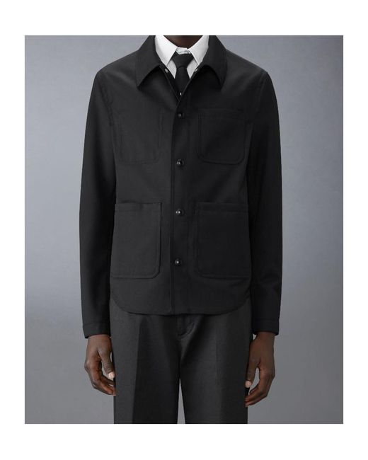 Thom Browne Black Wool Shirt Jacket for men