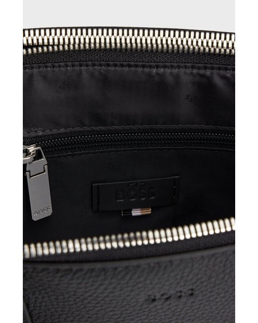 Boss Black Leather Laptop Bag for men