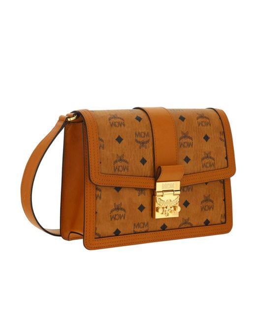 MCM Brown Tracy Foldover Medium Shoulder Bag