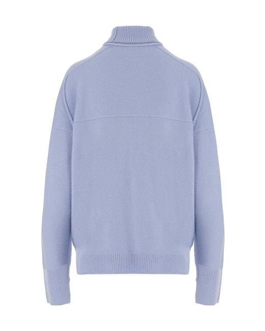 Carven Blue Long-Sleeve High-Neck Sweater
