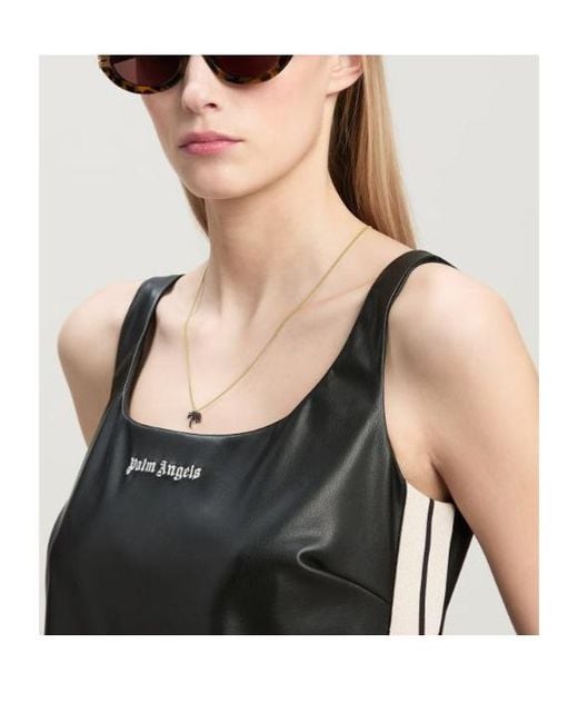 Palm Angels Black Logo Embroidered Sleeveless Mini Dress