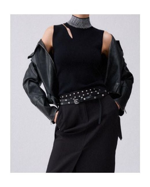 Liu Jo Black Embellished Halterneck Top