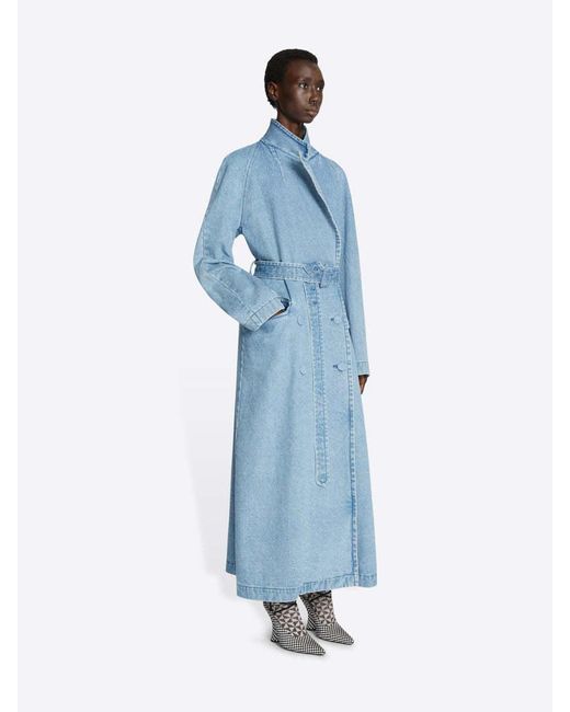 Dries Van Noten Blue Denim Trench Coat