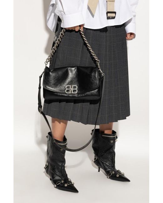 Balenciaga Black Logo Plaque Shoulder Bag