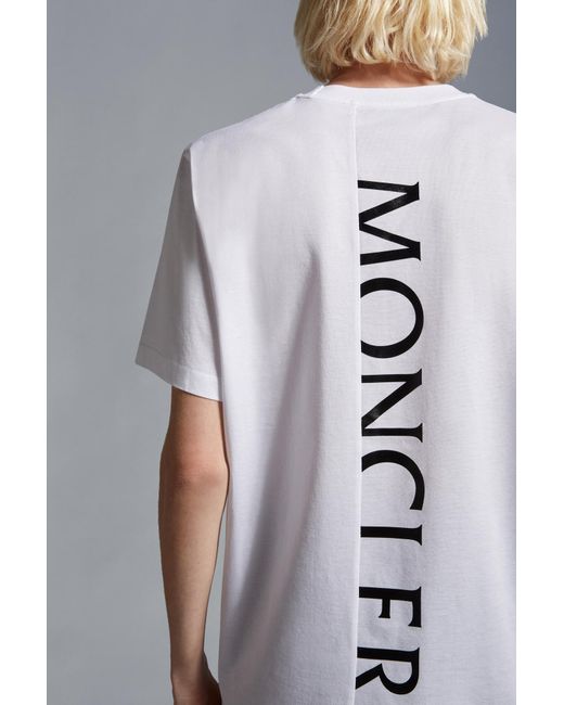 Moncler White Logo Detailed Crewneck T-Shirt for men