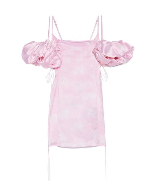 Jacquemus Pink Puff-Sleeved Mini Dress