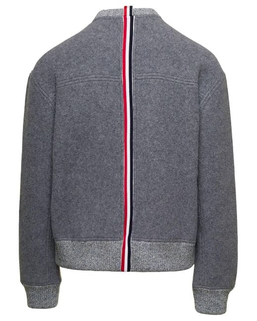 Thom Browne Gray Relaxed Fit Wool Sweater With Ribbed Details for men