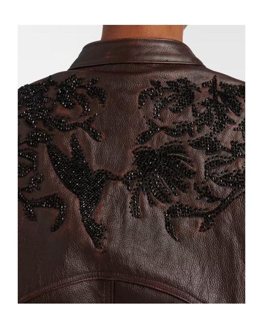 JACQUES WEI Black Beaded Leather Jacket