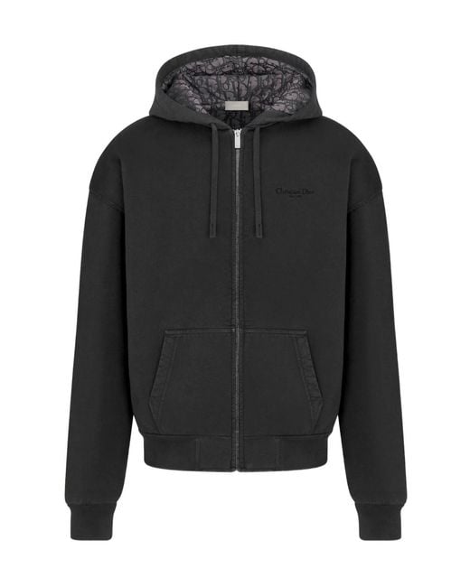 Dior Homme Zip-Up Drawstring Hoodie in Black for Men | Lyst