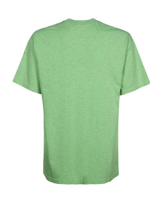 MSGM Green Logo Embroidered Crewneck T-Shirt for men