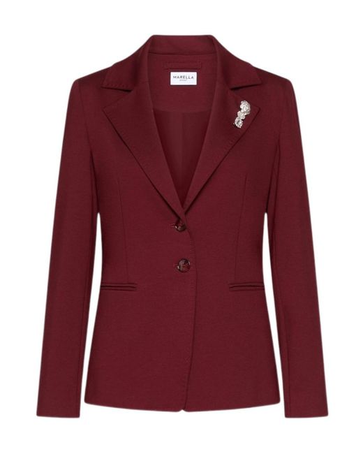 Marella Red Single-Breasted Blazer