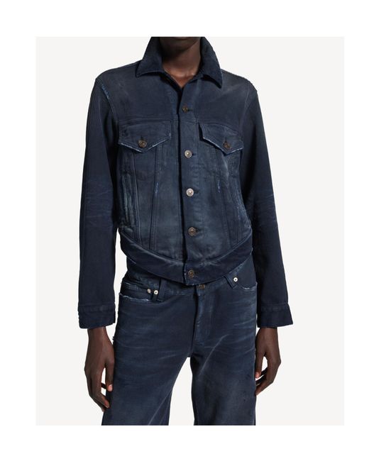 Balenciaga Blue Curved Waistband Denim Jacket