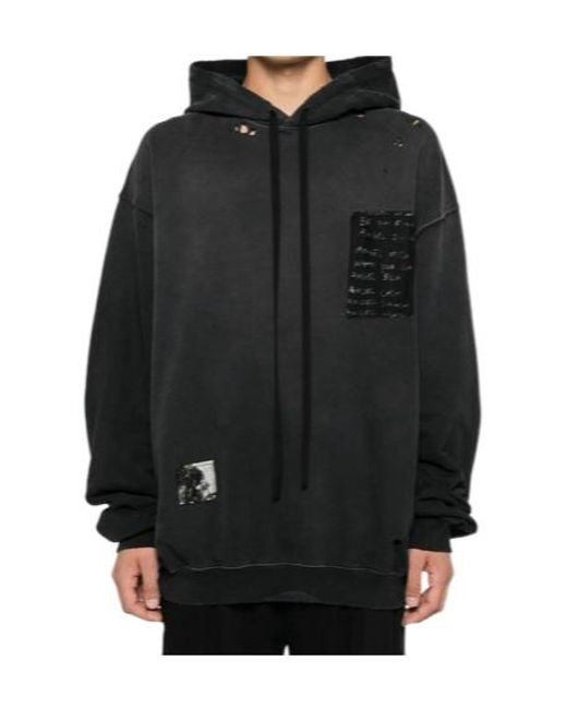Ann Demeulemeester Black Drawstring Hoodie for men