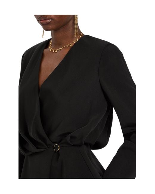 Chloé Black Draped Woven Wrap Blouse