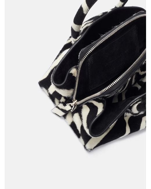 The Attico Black The La Passeggiata Zebra Printed Mini Tote Bag