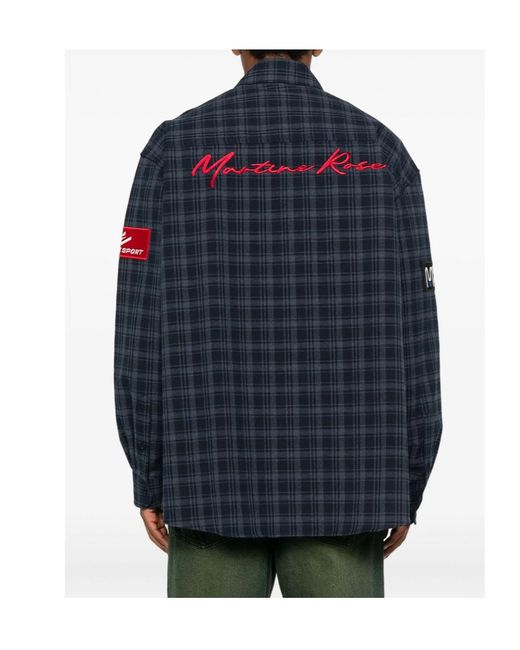 Martine Rose Blue Checked Long-Sleeved Shirt for men