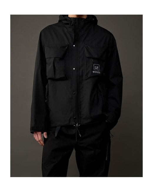 C P Company Black Gore-Tex 3L Infinium Drawstring Hem Jacket for men