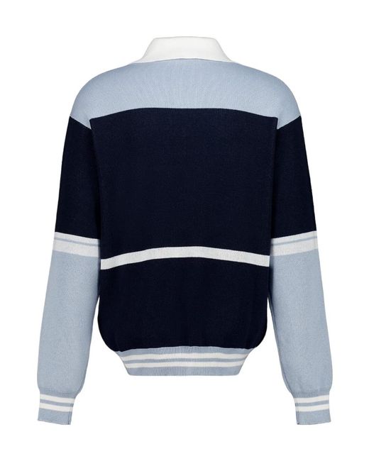 Off-White c/o Virgil Abloh Blue Long-Sleeved Polo Collar Knit Sweater for men