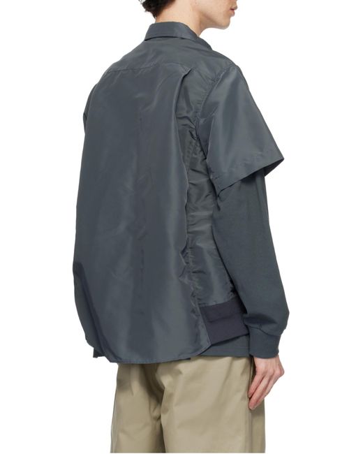 Sacai Gray Collared Short-Sleeve Shirt for men
