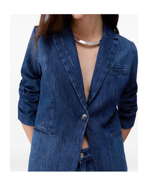 Liu Jo Blue Single Breasted Embellished Denim Blazer