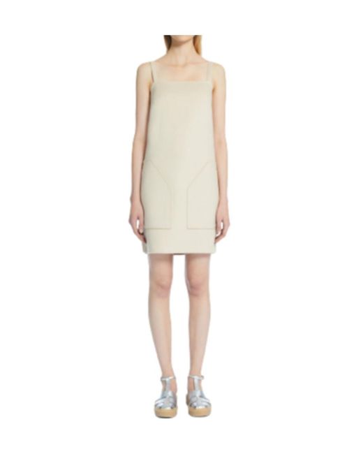 Max Mara White Square Neck Sleeveless Mini Dress
