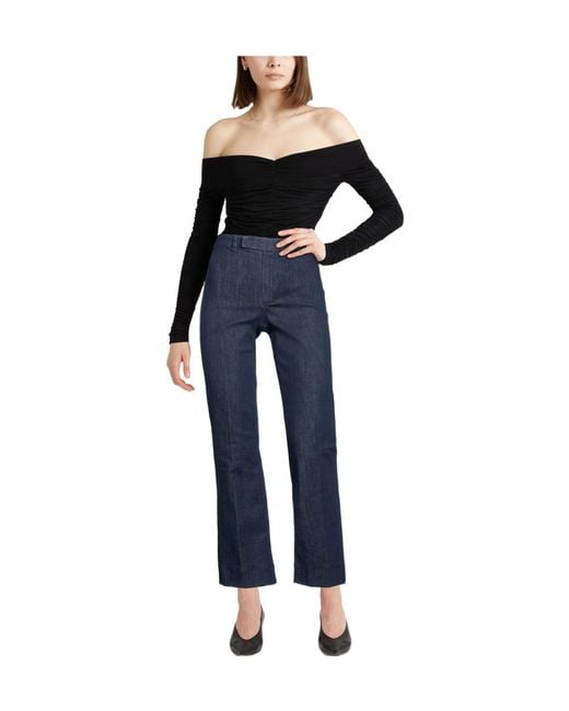 Max Mara Blue Solid Color Denim Trousers