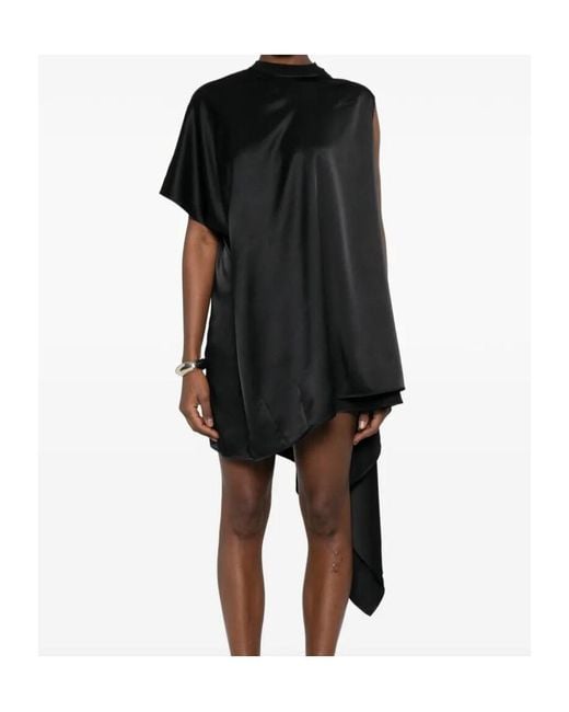 Coperni Black Asymmetric Crew Neck Dress