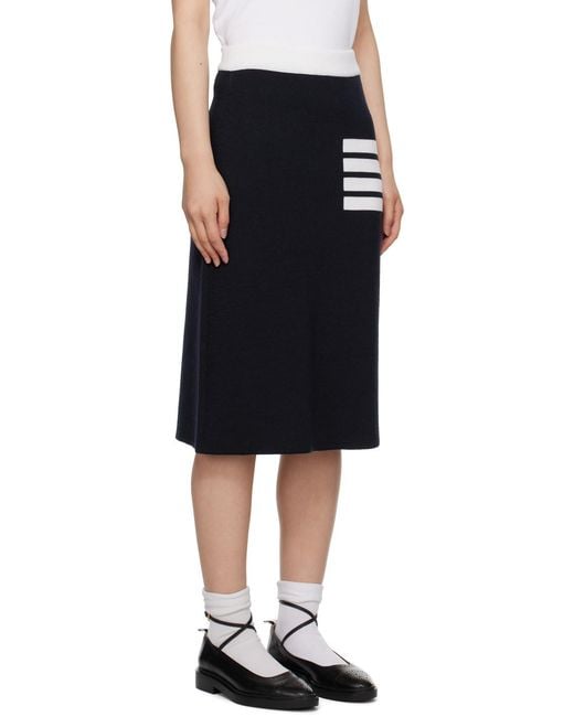 Thom Browne Black 4-Bar Knitted Midi Skirt