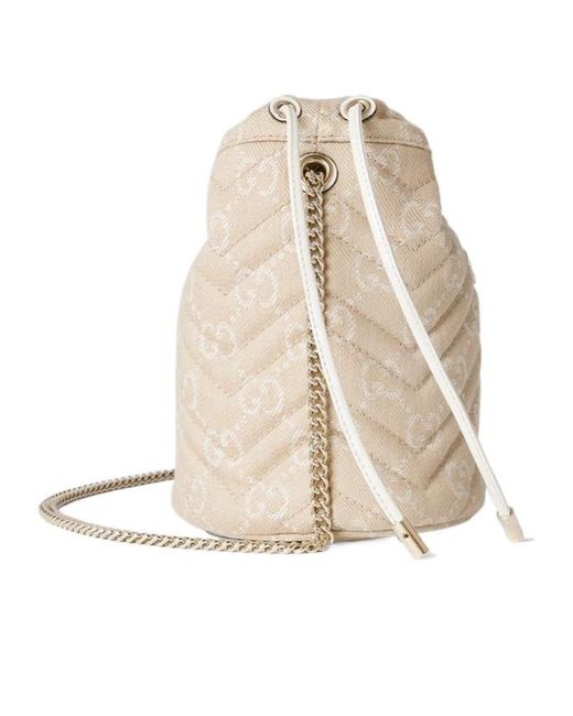 Gucci Natural Gg Marmont Small Bucket Bag