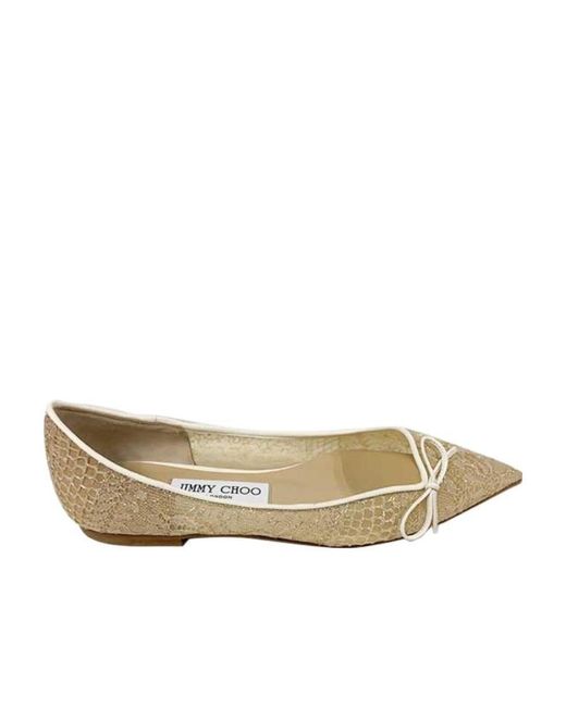 Jimmy Choo Natural Logo Flat Shoes