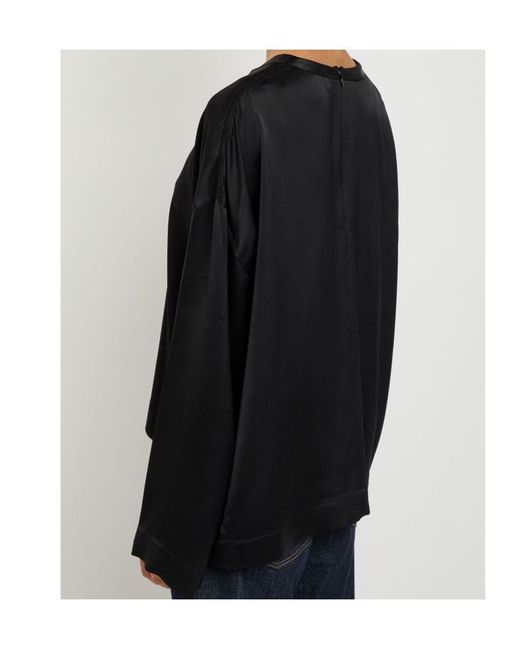 Totême Black Draped Satin Top
