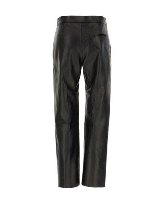 Alberta Ferretti Black Straight-Leg Leather Pants