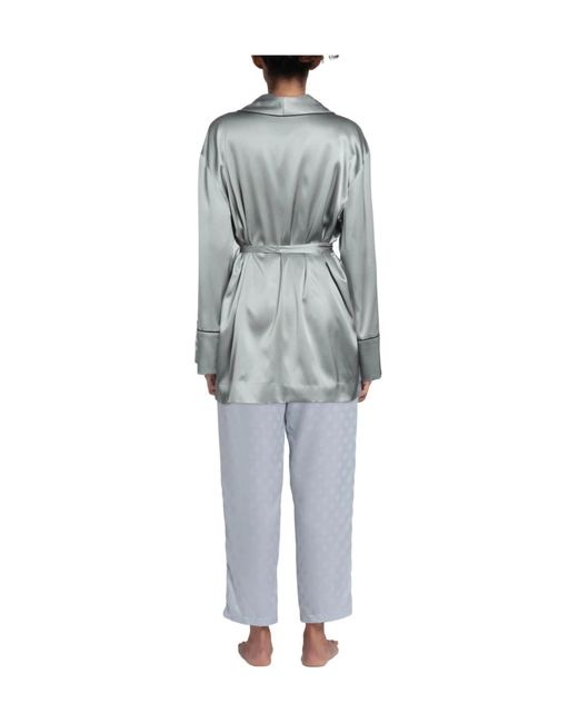 Dolce & Gabbana Gray Color-Blocked Satin Home Top