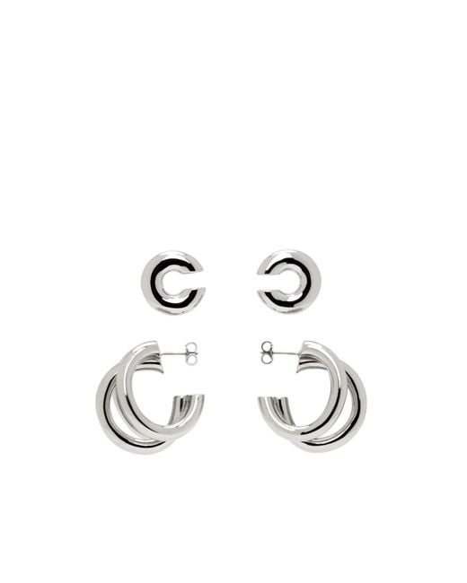 Rabanne White Layered-Design Earrings And Cuff Set