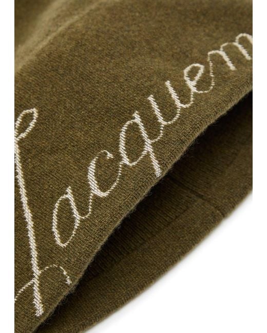 Jacquemus Green Logo-Intarsia Wool-Blend Beanie for men
