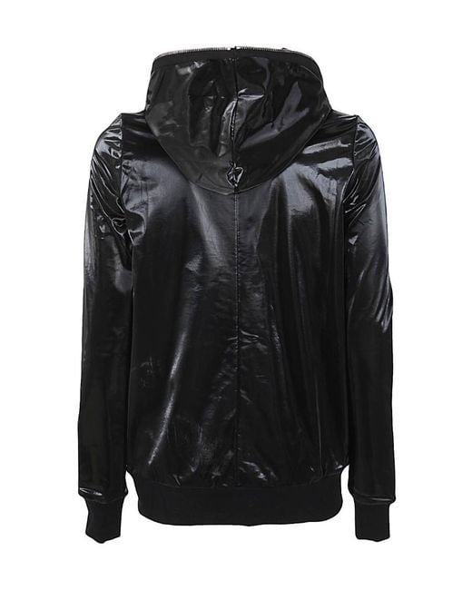 Rick Owens Black Patent-Finish Hooded Jacket for men