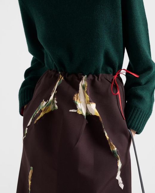 Prada Purple Bonded Gabardine Skirt With Devoré Effect