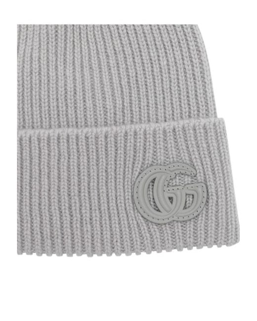 Gucci Gray Cashmere Hat With Patch