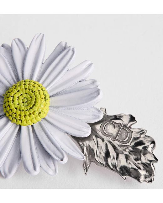 Dior White Charms Daisy Brooch for men