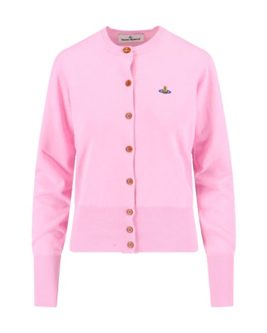 Vivienne Westwood Pink Orb Embroidered Knitted Cardigan
