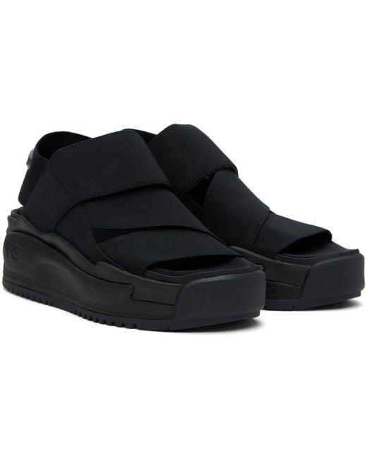 Y-3 Black Logo Embossed Open-Toe Sandals for men