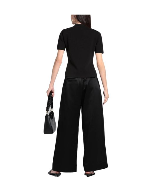 Max Mara Black Simple Solid-Color Knitted Short-Sleeved Top